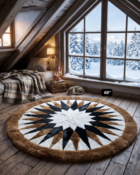Starburst Alpaca Fur Round Rug