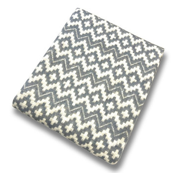 Reversible Brushed Alpaca Grey Silver Chacana Inca Cross Pattern Two Tone Blanket 58" x 84"