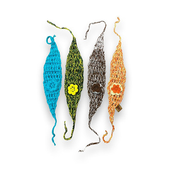 Knit Handmade Headband Flower Assortment 3" x 10" Multicolored