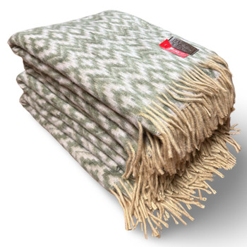Reversible Brushed Alpaca Green Chacana Inca Cross Pattern Two Tone Blanket 58" x 84"  Reversible Brushed Alpaca Green Chacana Inca Cross Pattern Two Tone Blanket 58" x 84"