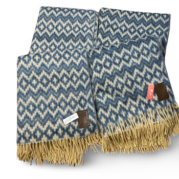 Reversible Brushed Alpaca Blue Chacana Inca Cross Pattern Two Tone Blanket 58" x 84"  Reversible Brushed Alpaca Blue Chacana Inca Cross Pattern Two Tone Blanket 58" x 84"