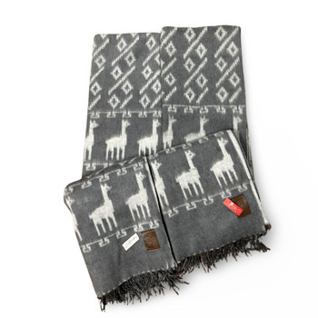 Silver Gray Alpaca Rows Fringed Reversible Solid Color Blanket - Brushed Alpaca Silver Gray Alpaca Rows Fringed Reversible Solid Color Blanket - Brushed Alpaca