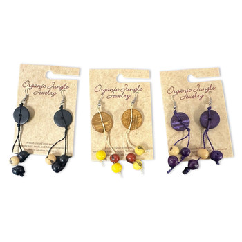 Handemade Peru Amazon Beads and Seeds Earrings  Handemade Peru Amazon Beads and Seeds Earrings