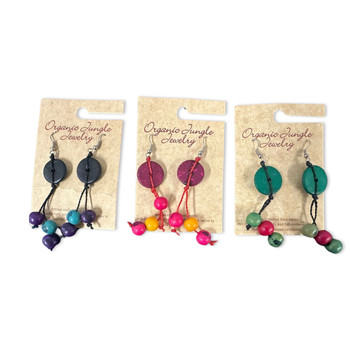 Handemade Peru Amazon Beads and Seeds Earrings  Handemade Peru Amazon Beads and Seeds Earrings