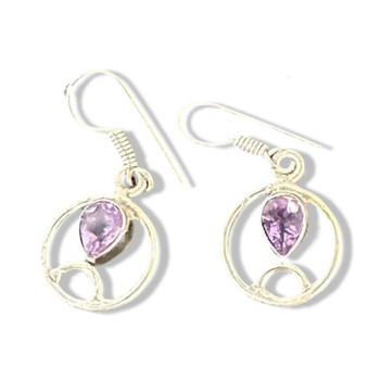   Artisan Made Peruvian Small Sterling Silver Earrings Genuine Semi-Precious Stone Dangle 