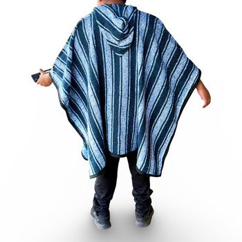 Authentic Striped Baja Poncho One Size Adult Unisex Hooded Shawl Pullover Cloak Authentic Striped Baja Poncho One Size Adult Unisex Hooded Shawl Pullover Cloak