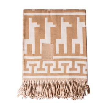 Alpaca Blanket in Natural Colors Llama Design