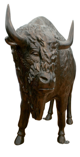 Realistic Buffalo Sculpture Bronze Finish Aluminum Cast Life Size