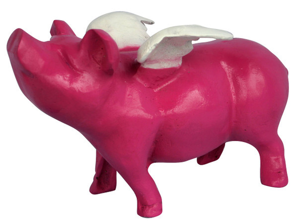 Whimsical Flying Pig Garden Ornament Aluminum Art for Playful Gardens