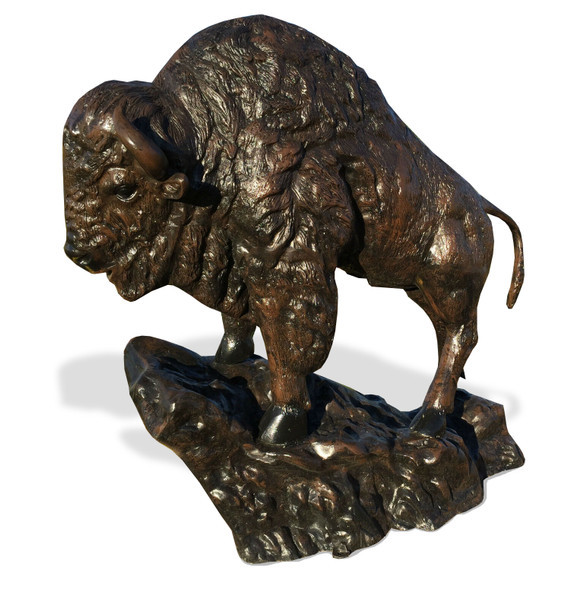 Buffalo On Rock Standing Monument for Natural Presence Free Shipping