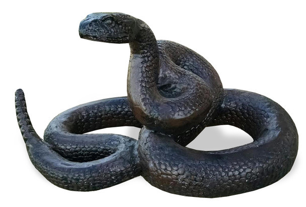 Python Snake Bronze Garden Pond Sculpture for Exotic Flair Aluminum Art