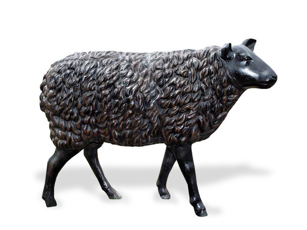 Sheep Metal Garden Statue Bronze Color for Rustic Elegance