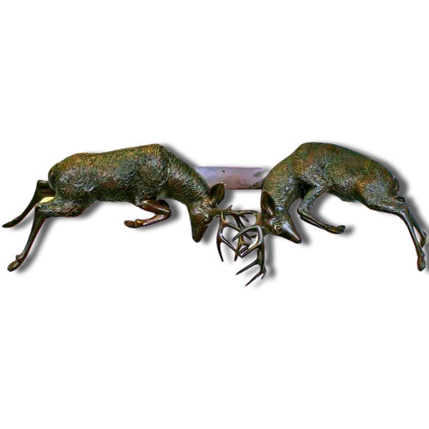 Fighting Bucks Wall Indoor Outdoor Bronze Sculpture for Artful Homes