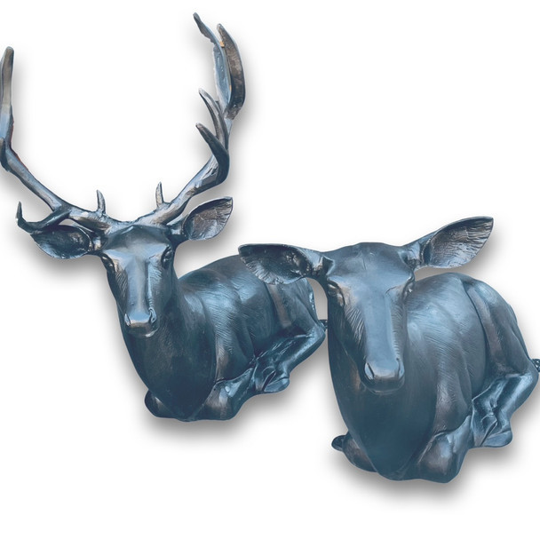 Laying Deer or Doe Rest Outdoor Bronze Statue Aluminum Art for Tranquil Gardens