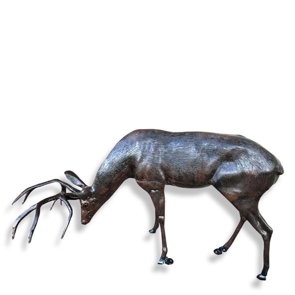 Deer Buck Grazing Outdoor Bronze Sculpture Aluminum Art for Natural Harmony