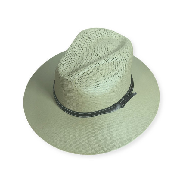 Olive Panama Hat with Adjustable Fine Brim - Canvas Sun Shade