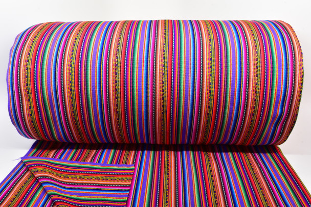 Tribal Ethnic Stripy Woven Textile Aguayo Striped Cotton Manta - Lavender Purple 48'' Wide Yard