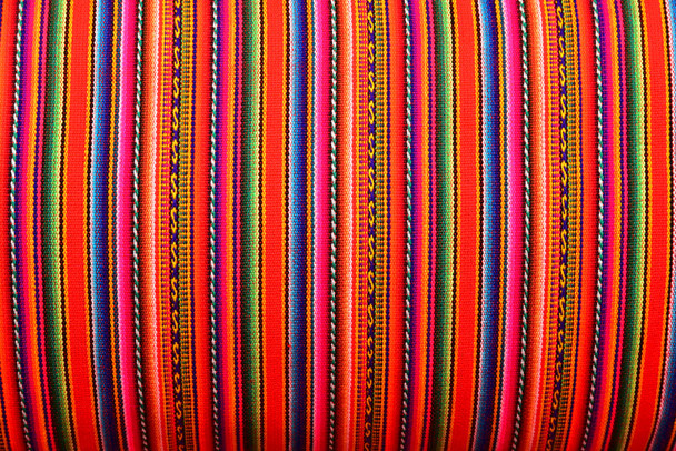 Tribal Ethnic Stripy Woven Textile Aguayo Striped Cotton Manta - Orange 48'' Wide Yard
