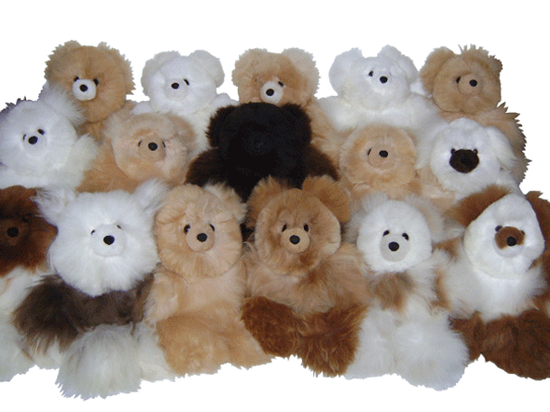 Alpaca Fur Teddy Bear - Natural Tan 15" Plush Doll