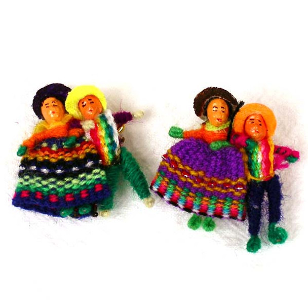 Worry Doll Pins (48 Pack) - Peru Dressed Ornaments Pack Flat 4 Dozen