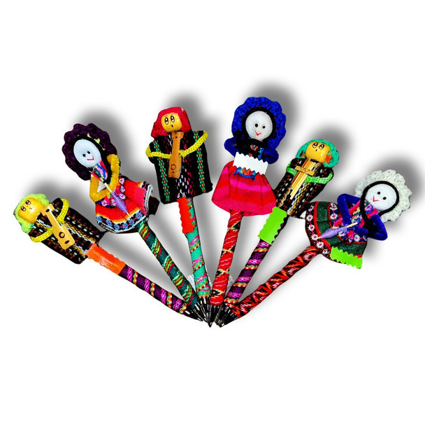 Dressed Pins Pencil - Worry Doll Costumes Hand Made Original Peru Assorted Colors