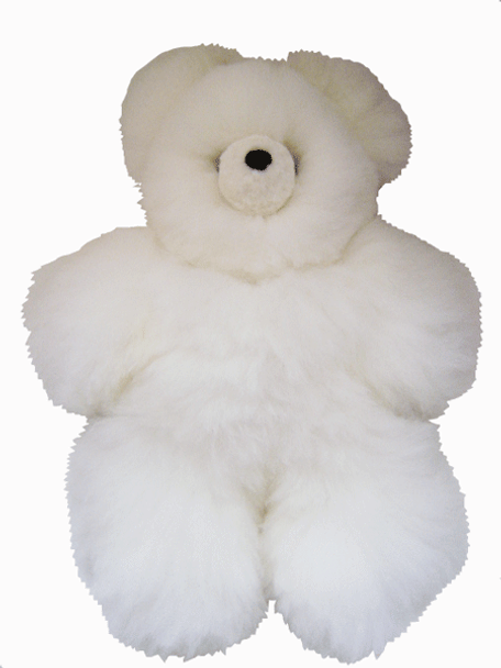 Alpaca Fur Teddy Bear - White 15" Natural Plush