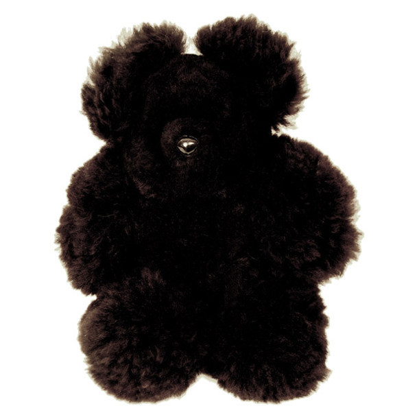 Alpaca Fur Teddy Bear - Natural Black 15" Soft Plush