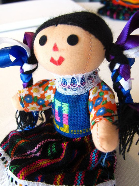 Rag Doll Mexican Muneca - School Fun Folk Handmade Dolls 7" Tall Medium