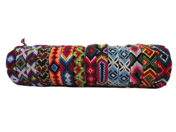 Fine Detailed Woven Wool Cuzco Friendship Bracelets - Pack of 20 Assortment Summer Camp Style