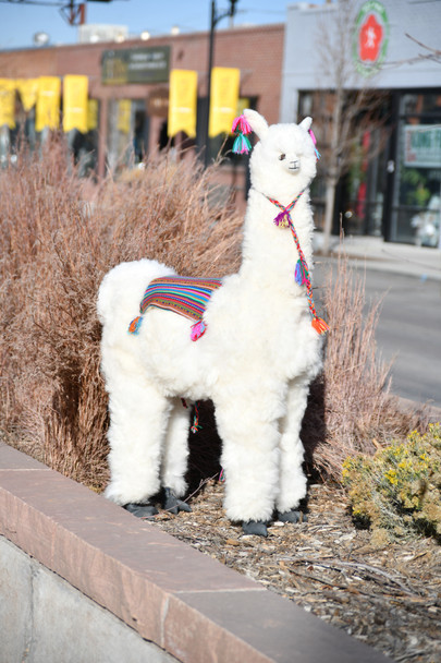 Large 36" Pure Alpaca Long Hair - 100% Fiber Standing Plush Doll Tall White