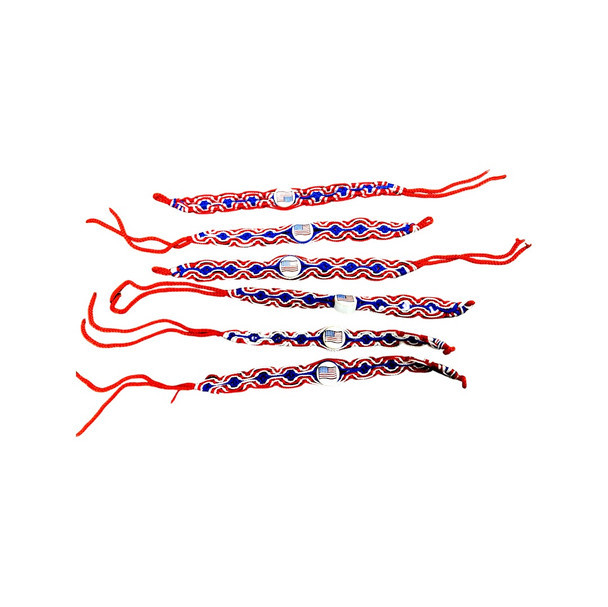 Friendship Bracelets USA Flag Red Blue and White Wide Pack of 50 Bag