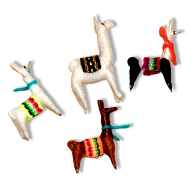 Llama pins made with alpaca wool by women of Cuzco