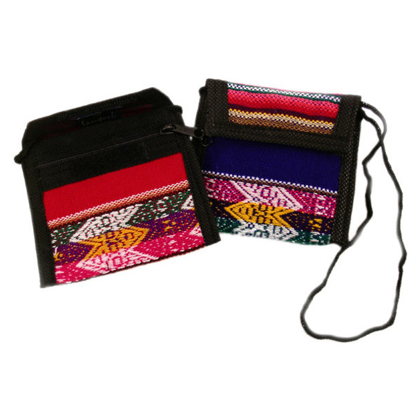 Manta Coin Purse with String Multicolored Cotton Handwoven Peru Diversity