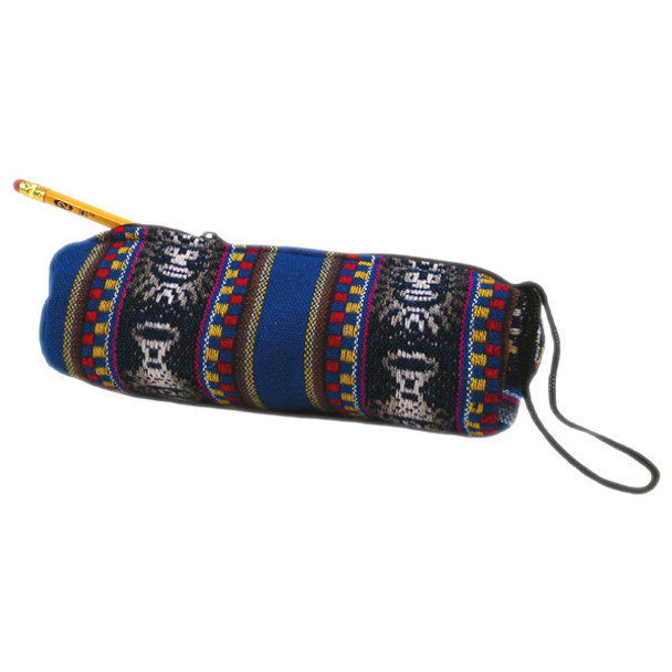 Manta Pencil Bag Cylinder Cotton Lined Zippered Peru Handcrafted Diversity