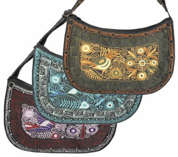 Embroidered Handbag Half Moon 10" x 8" Colca Canyon Peru Purse