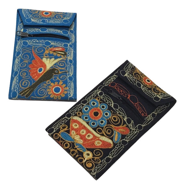 Embroidered Colca Canyon Phone Pouch Wallet w/ String 3.5" x 7" Assorted Colors Artisan Made