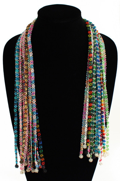 Daisy Chain Colorful Glass Beads Necklace Assorted Colors Four Pack