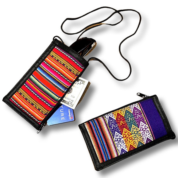 Manta Brightly Colored 100% Cotton Glass Phone Wallet Case Pouch Everyday Use