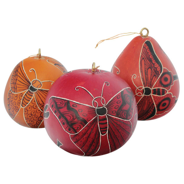 Carved Butterfly Gourd Ornament - 3" Assortment (Peru)