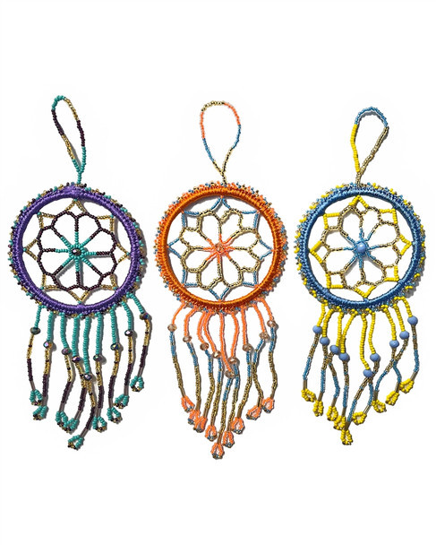Daisy Dream Catcher Crystal and Glass Ornament  4" Assorted Colors