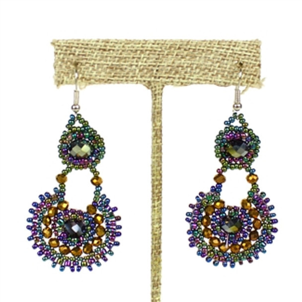 Canasta Crystal and Beads Earrings in Bohemian Style - Assorted Colors