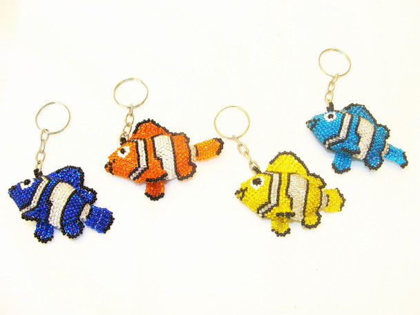 Handcrafted Czech Beads - Monk Fish Beaded Keychain in Assorted Colors Hand Made