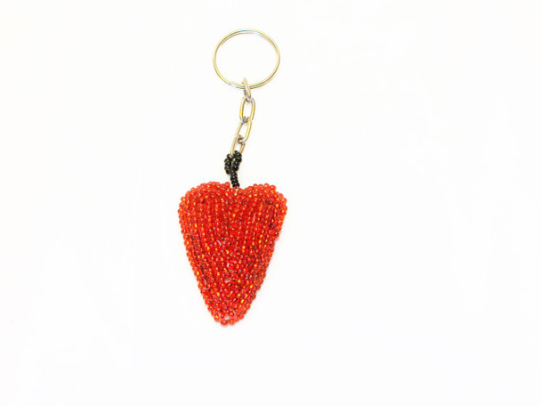 Handmade Guatemala Glass Beads - Heart Glass Beads Keychain