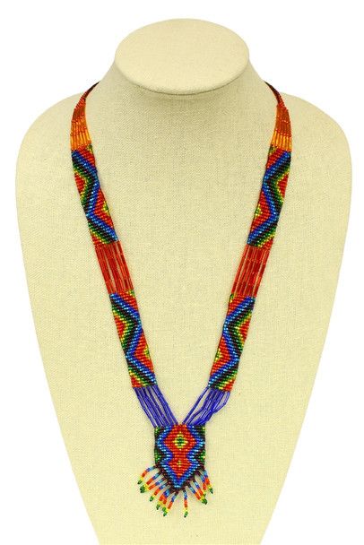 Rainbow Hand Beaded - Artisan Made Split Necklace Czech Crystal