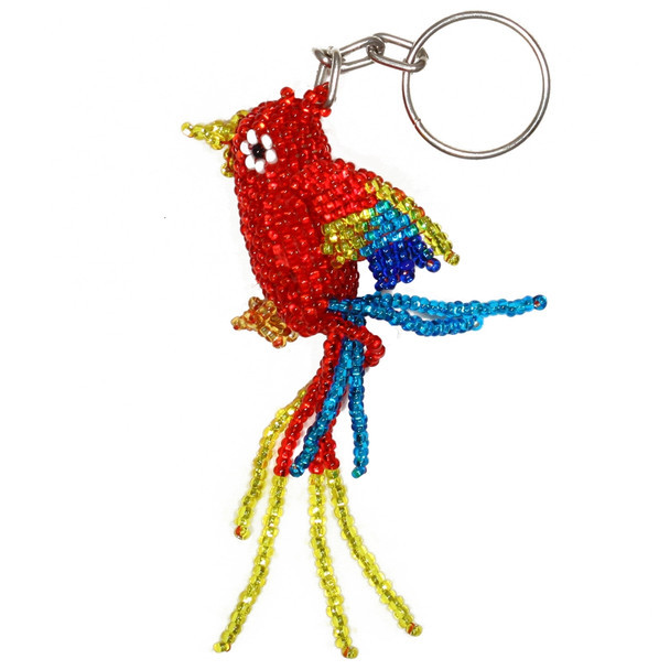 Parrot Guacamayo Jungle - Czech Glass Beads Hand Made Keychain Guatemala Beaded