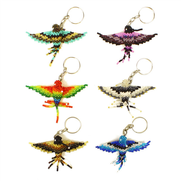 Multicolored - Mini Hummingbird Glass Beads Keychain Guatemala