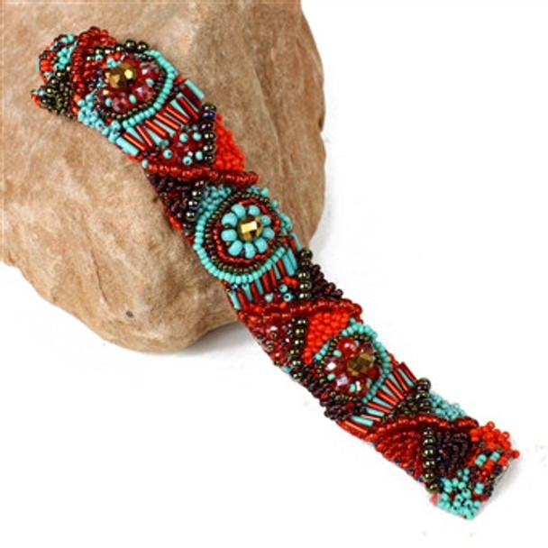 Double Magnetic Clasp Beaded - Red and Turquoise XO Bracelet