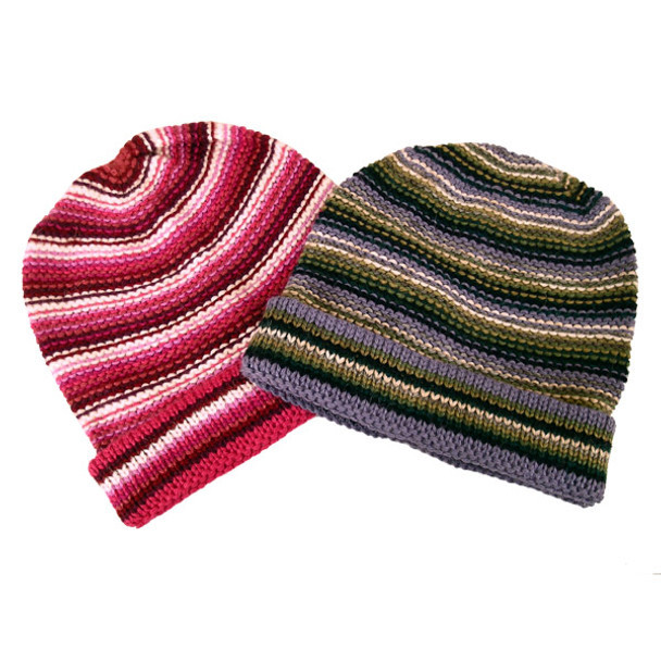 Winter Park Super Soft 100% Alpaca Reversed Stripes Beanie Hat