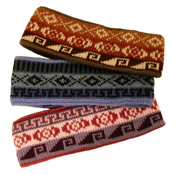 Adjustable One Size Andean Alpaca Knit Blend Headband 3.5" x 9"