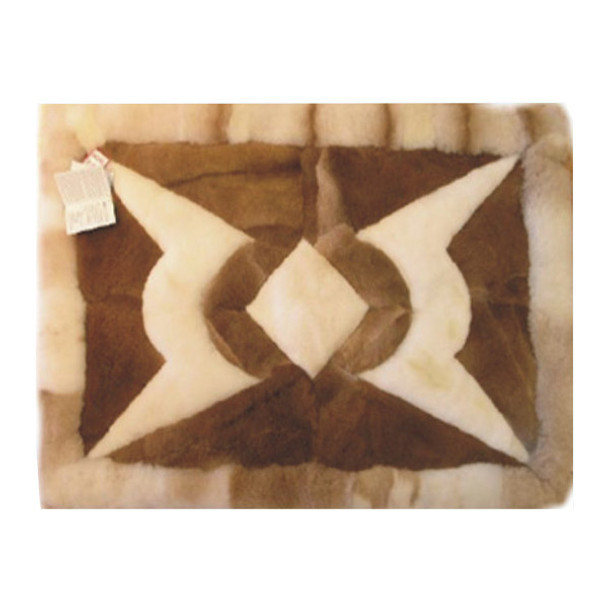 Alpaca Fur Rug Double Crown Brown/White 22" x 32" - Design 08